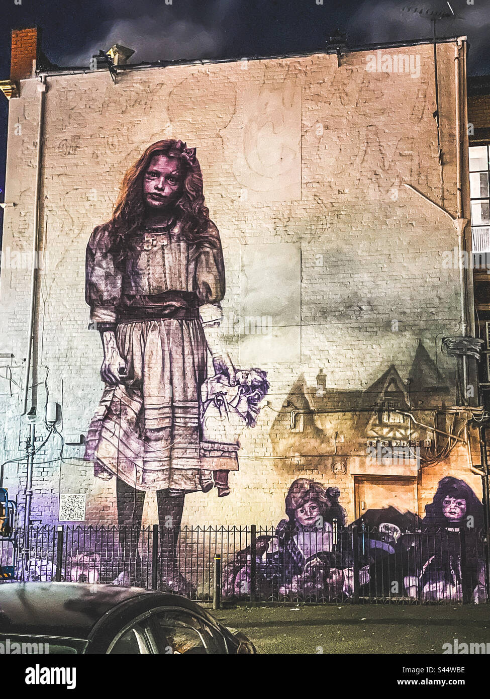 Scary girl street art, Manchester Stock Photo
