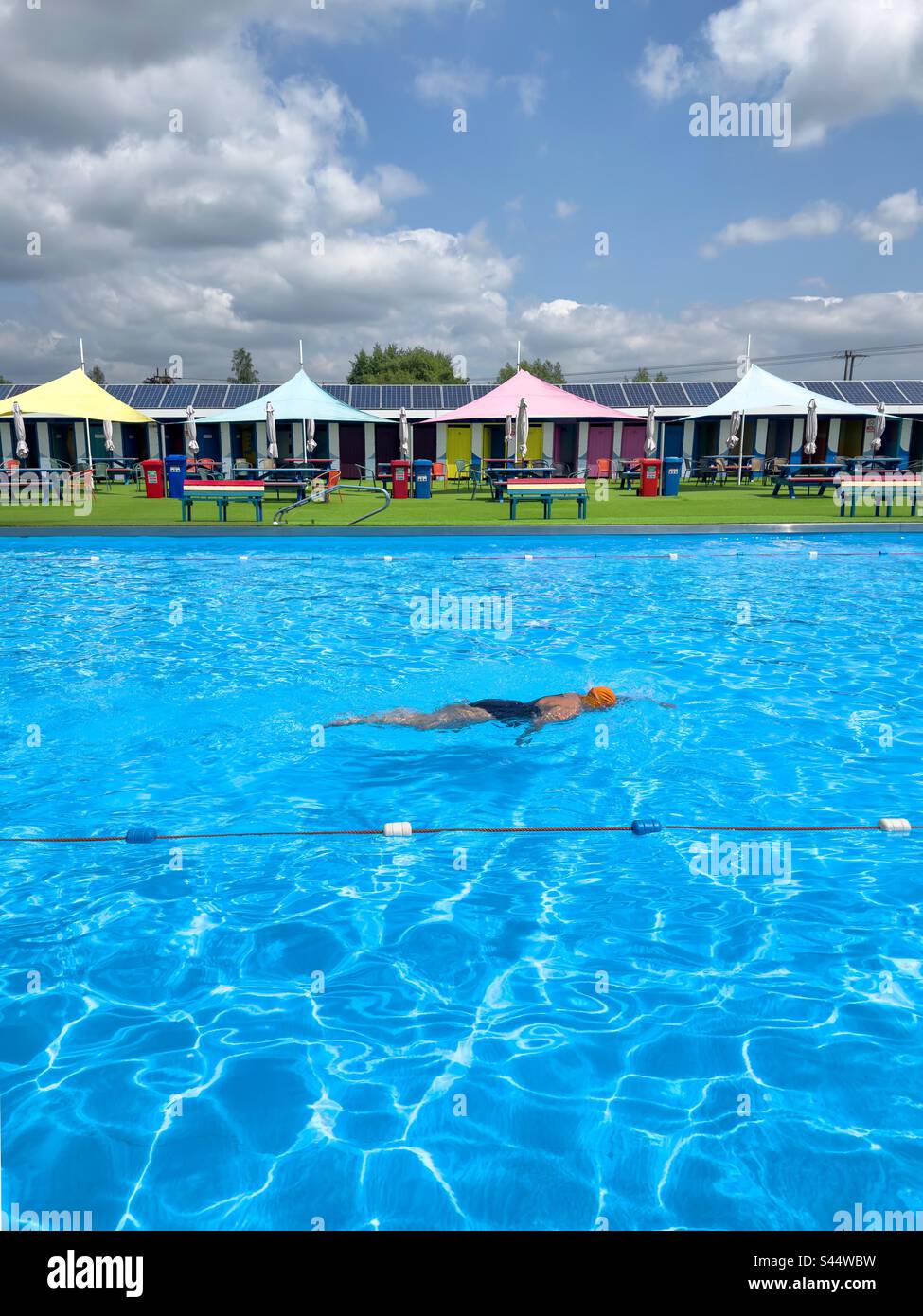 Swimming in Bathurst lido. Aylburton - Smartphone Captured Stock Image