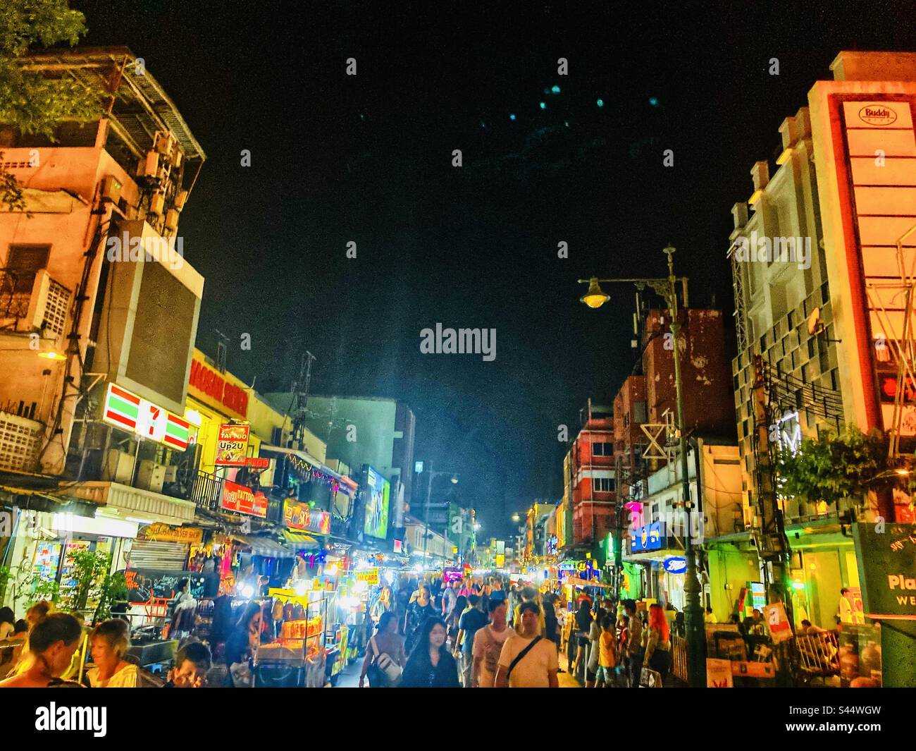Khao San road Bangkok at night Stock Photo