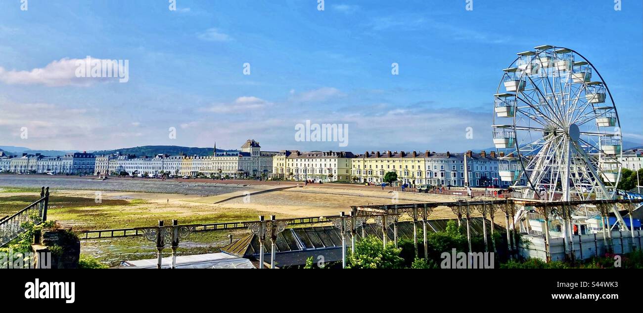 Panoramic view of Llandudno promenade and Feris wheel in the morning light Stock Photo