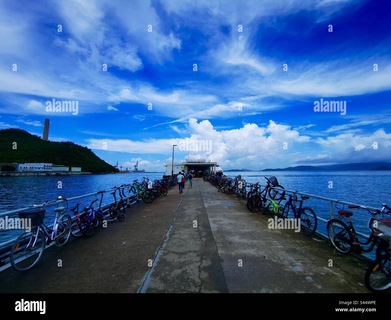 The Yung Shue Wan pier on Lamma island in Hong Kong. - Smartphone Captured Stock Image