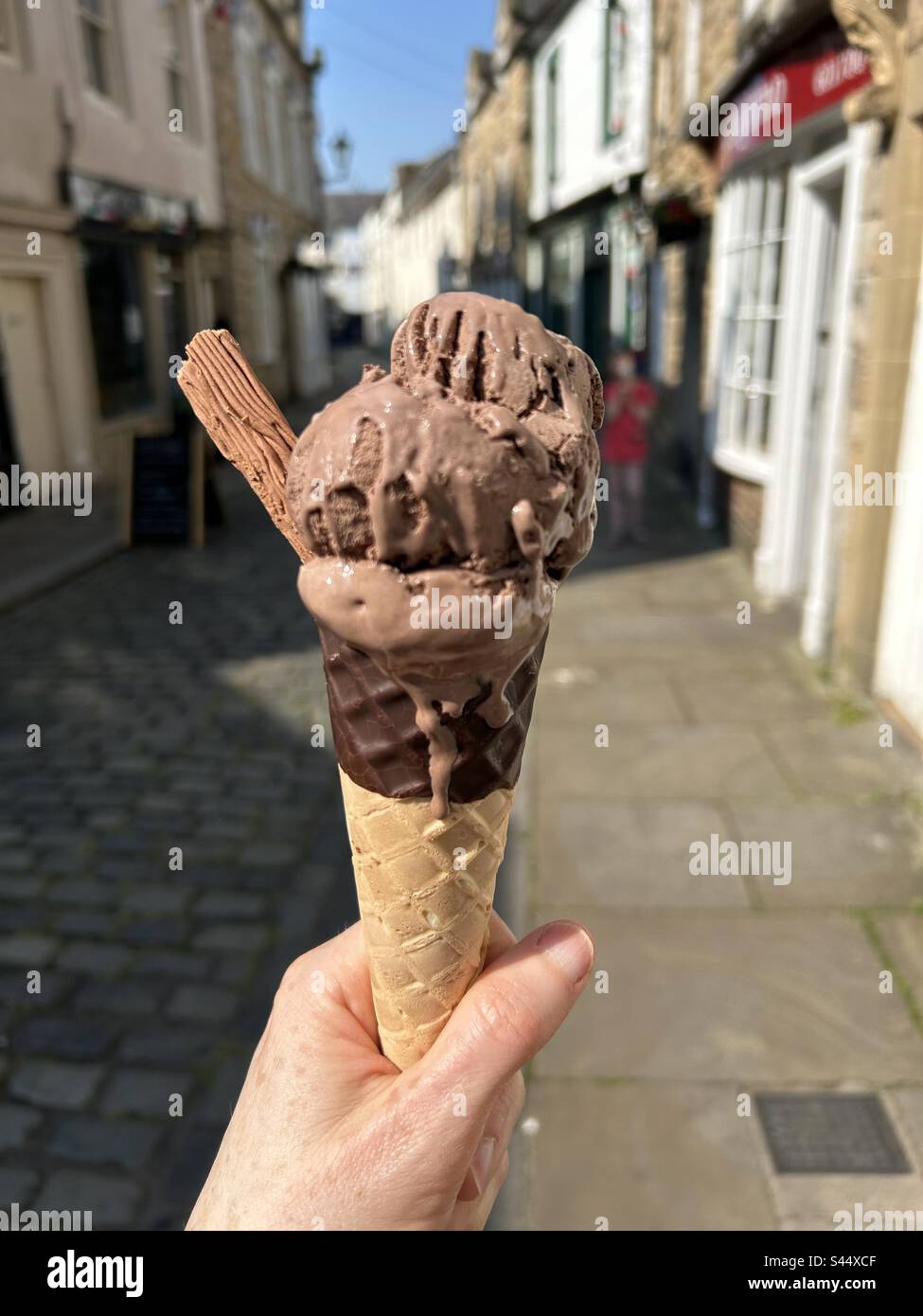 Molly moos double chocolate ice cream in Hexham Northumberland - Smartphone Captured Stock Image Molly moos double chocolate ice cream in Hexham Northumberland - Smartphone Captured Stock Image