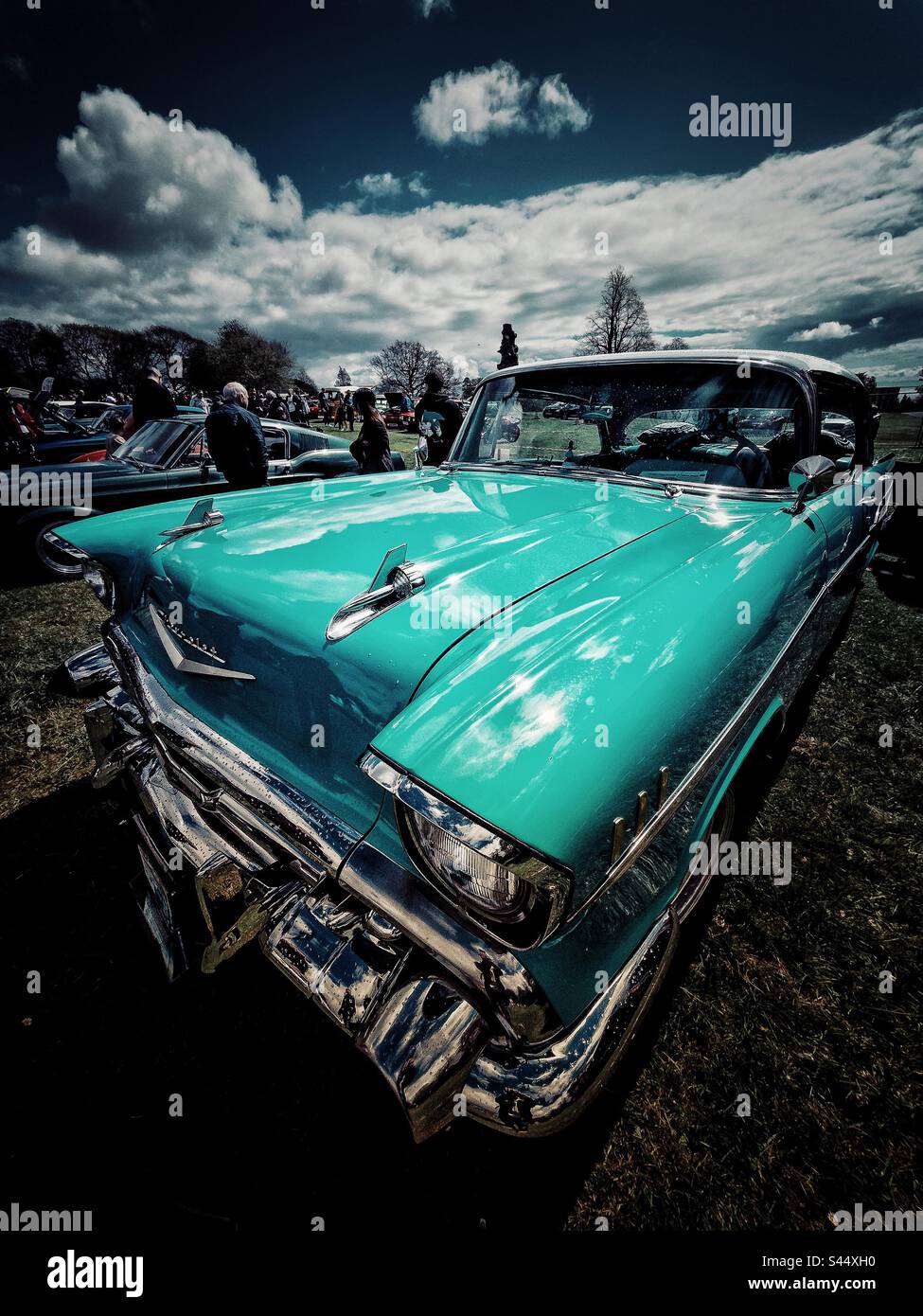Turquoise blue Chevrolet bel air at Swansea’s singleton park car show, summer 2023. Stock Photo