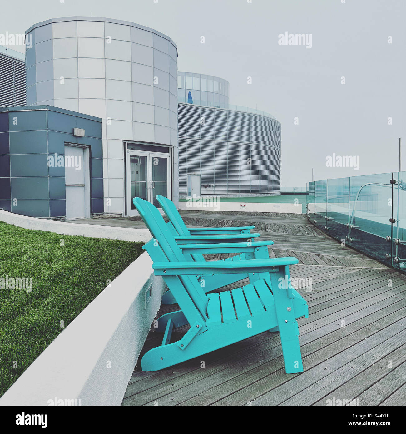 April, 2023, Adirondack chairs, Ocean Casino Resort, Atlantic City, New Jersey, United States Stock Photo