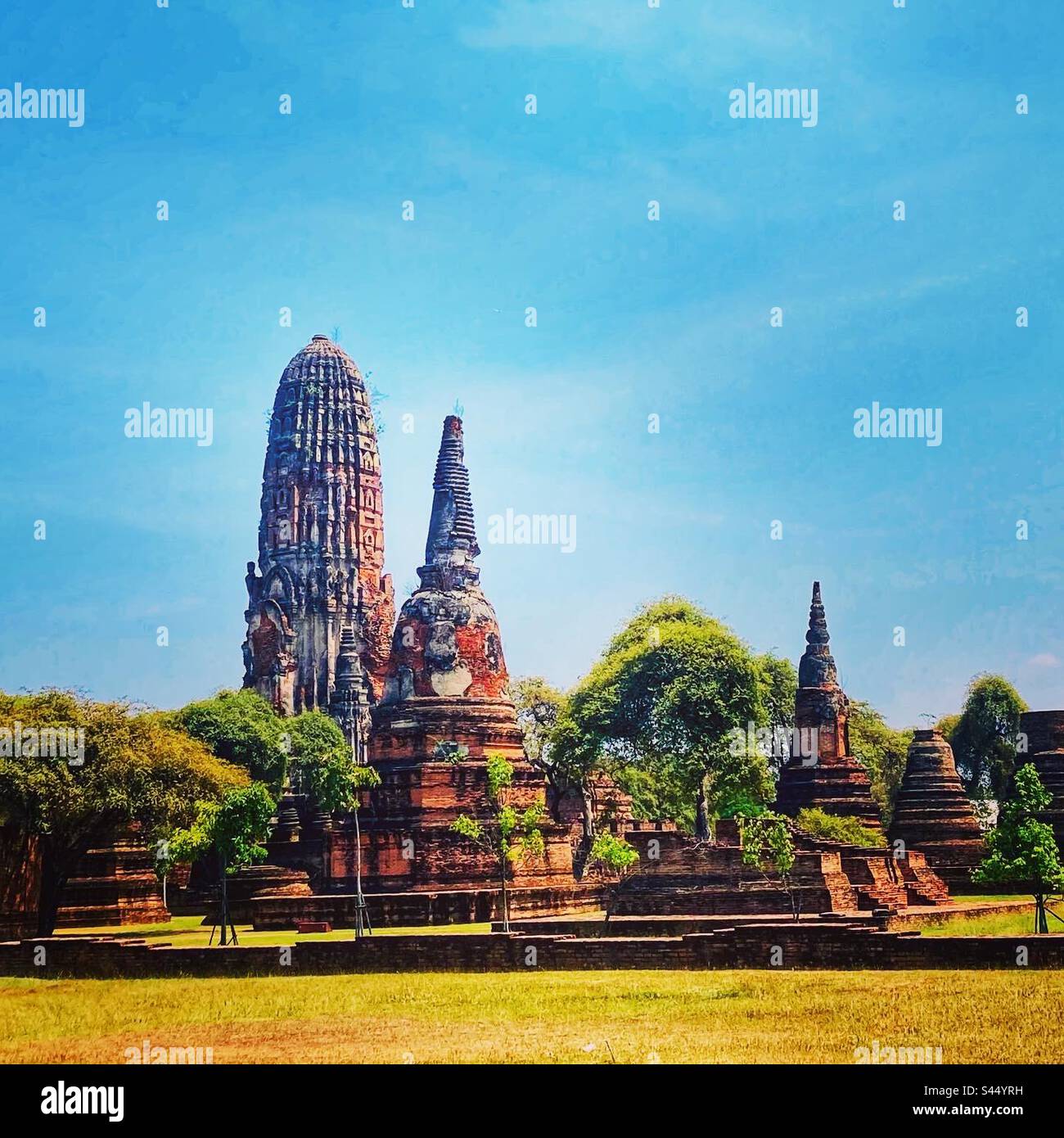 Temples of Ayutthaya in Thailand Stock Photo