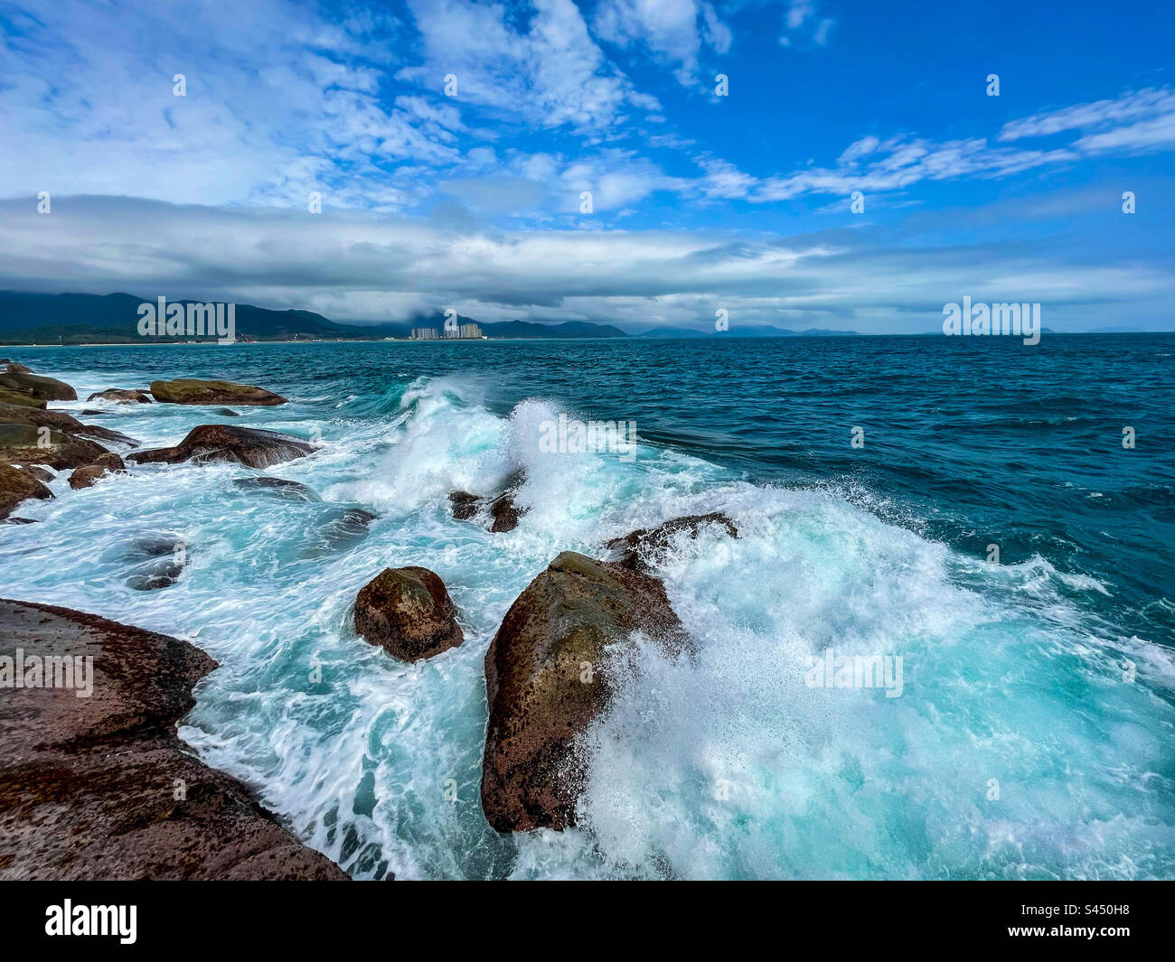Waves crashing on rocks - Smartphone Captured Stock Image