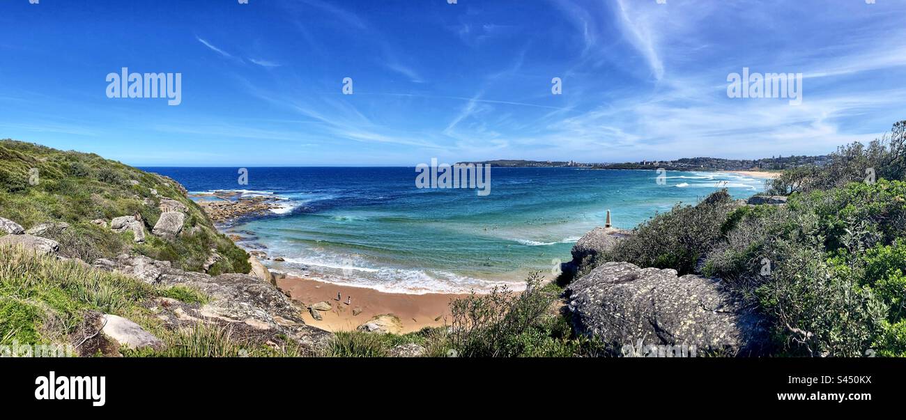 Panoramic of curl curl back Sydney Australia - Smartphone Captured Stock Image