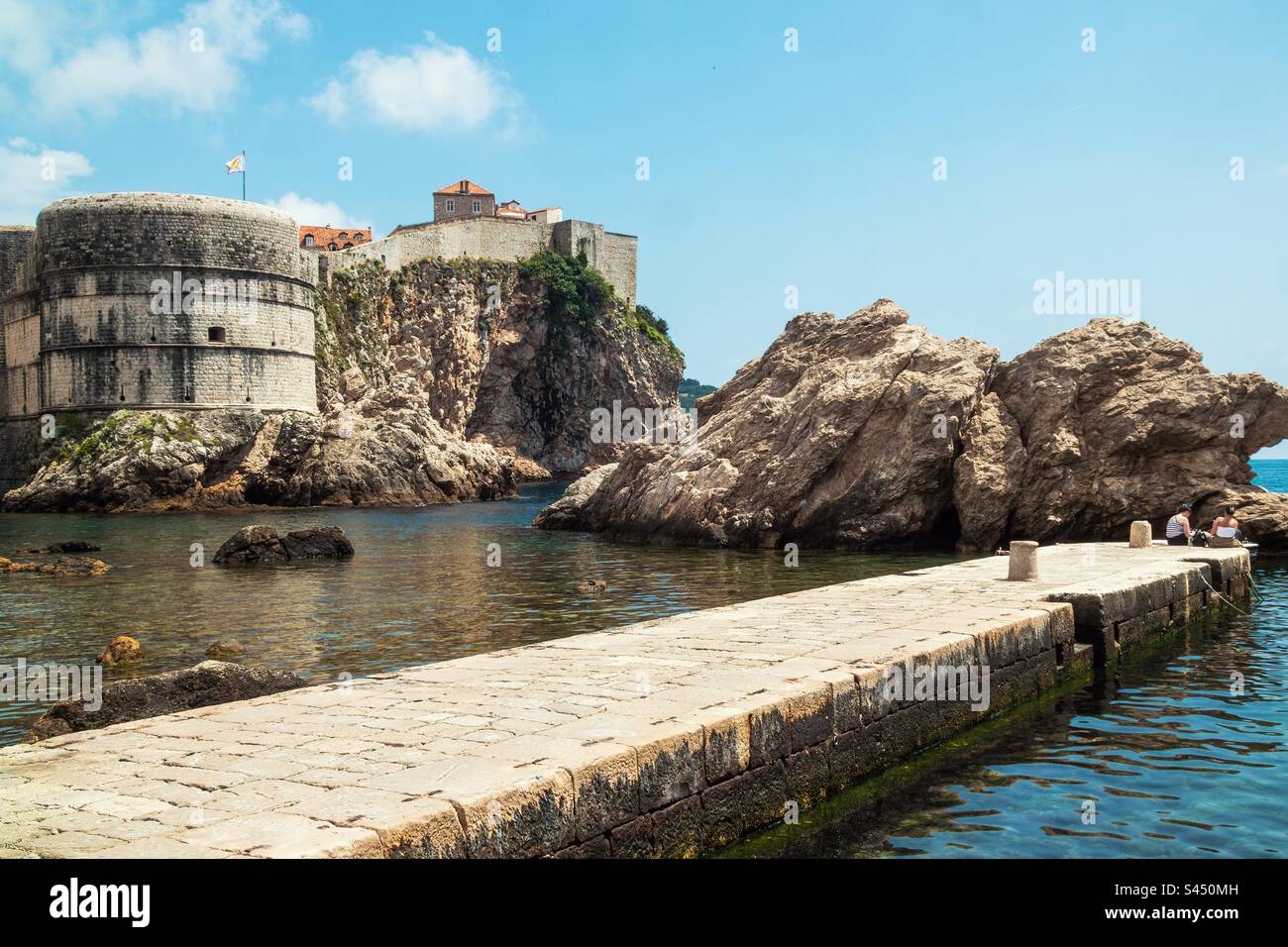Dubrovnik West Harbour & Fort Bokor in Drubrovnik, Croatia. - Smartphone Captured Stock Image