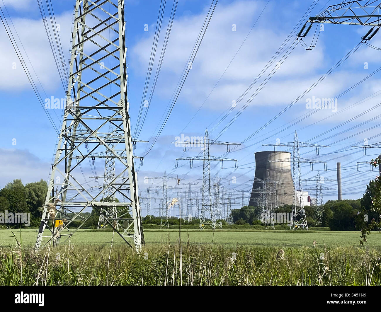 Pylons and power lines in Holland - Smartphone Captured Stock Image