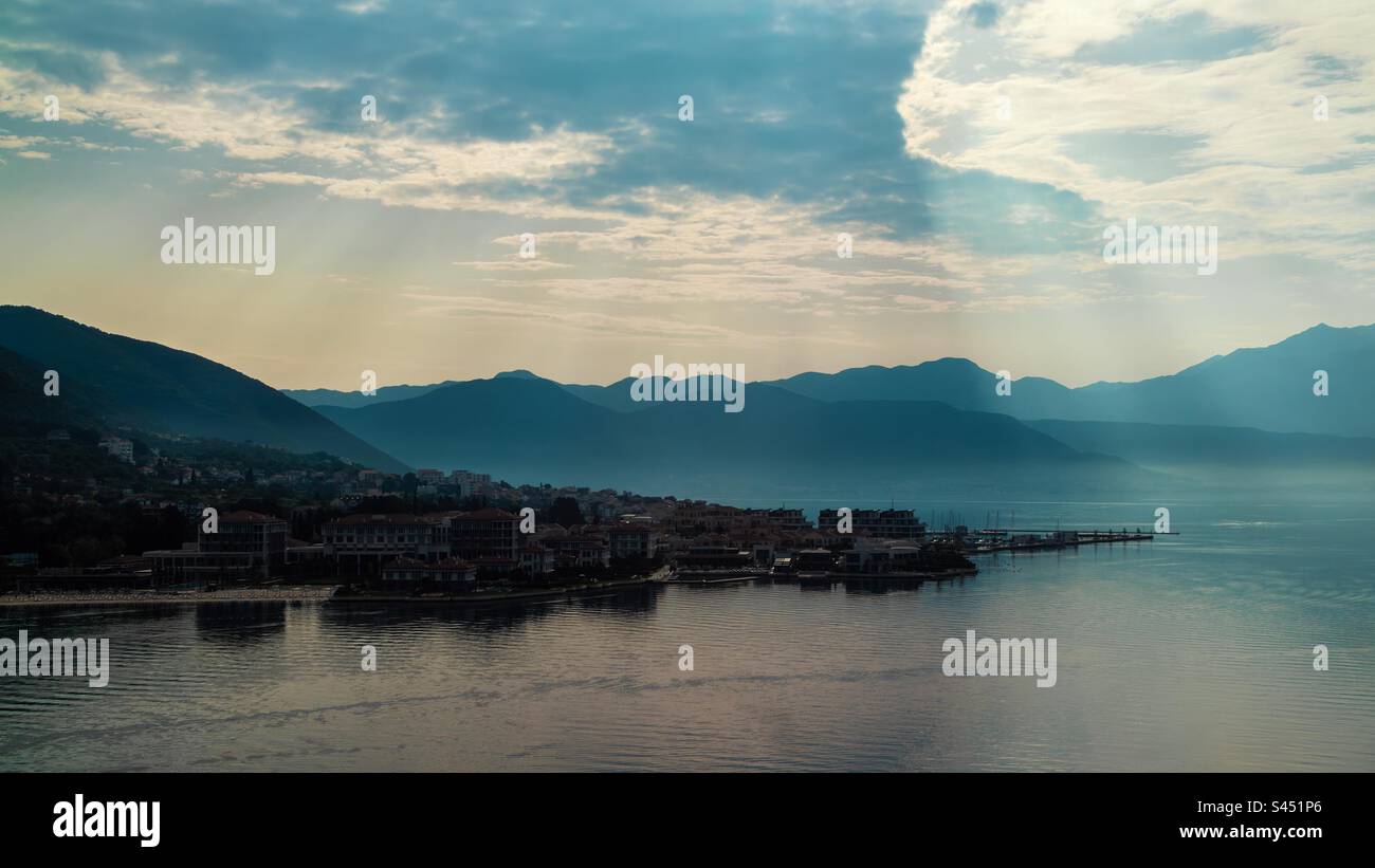 Sunrise in the Bay of Kotor, Montenegro. - Smartphone Captured Stock Image