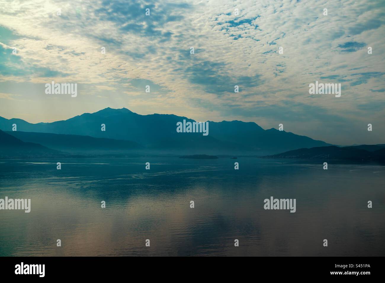 Light Beams in the Bay of Kotor, Montenegro. - Smartphone Captured Stock Image
