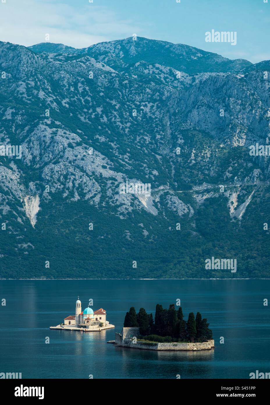 Our Lady of the Rocks Island, Church of the Madonna dello Scapello & Saint George. - Smartphone Captured Stock Image