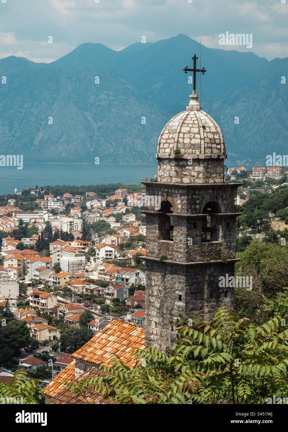 Church of Out Lady of Remedy, looking down on Old Town Kotor, Montenegro. - Smartphone Captured Stock Image