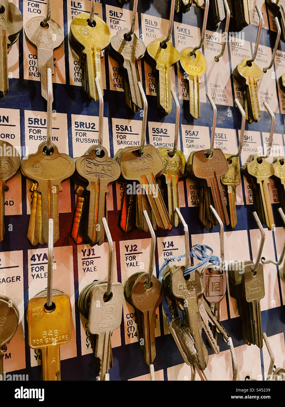 Blank key display on the set of west side story Broadway play, Museum of Broadway, 2023, NYC, USA - Smartphone Captured Stock Image