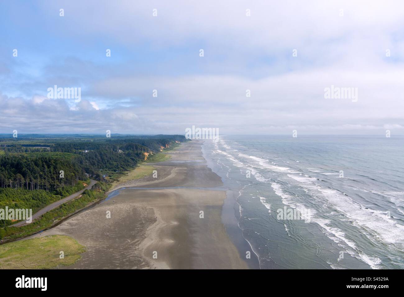 Aerial view of the Pacific Beach in Seabrook, Washington - Smartphone Captured Stock Image