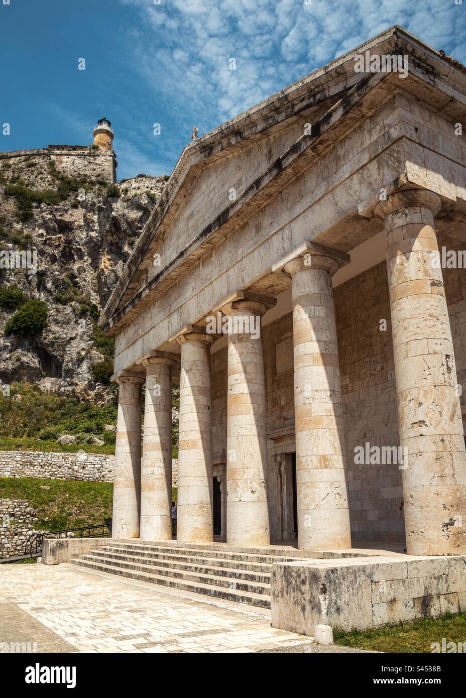 Holy Church of Saint George & Dry Tower, Old Fortress of Corfu, Greece. - Smartphone Captured Stock Image