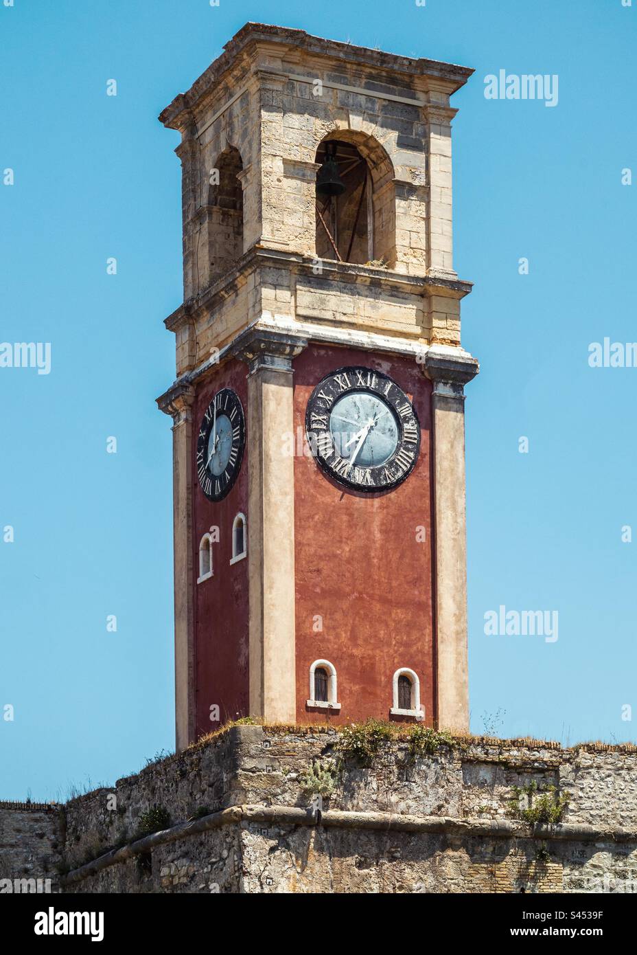 Clock Tower if the Old Fortress - Corfu, Greece. - Smartphone Captured Stock Image