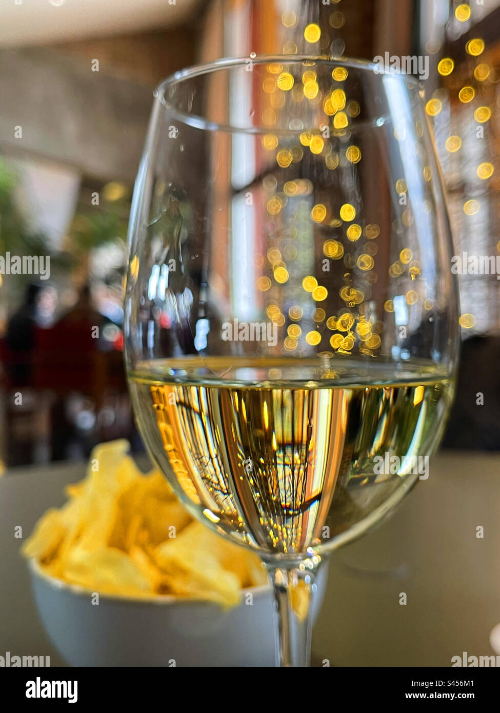 Glass of white wine. - Smartphone Captured Stock Image