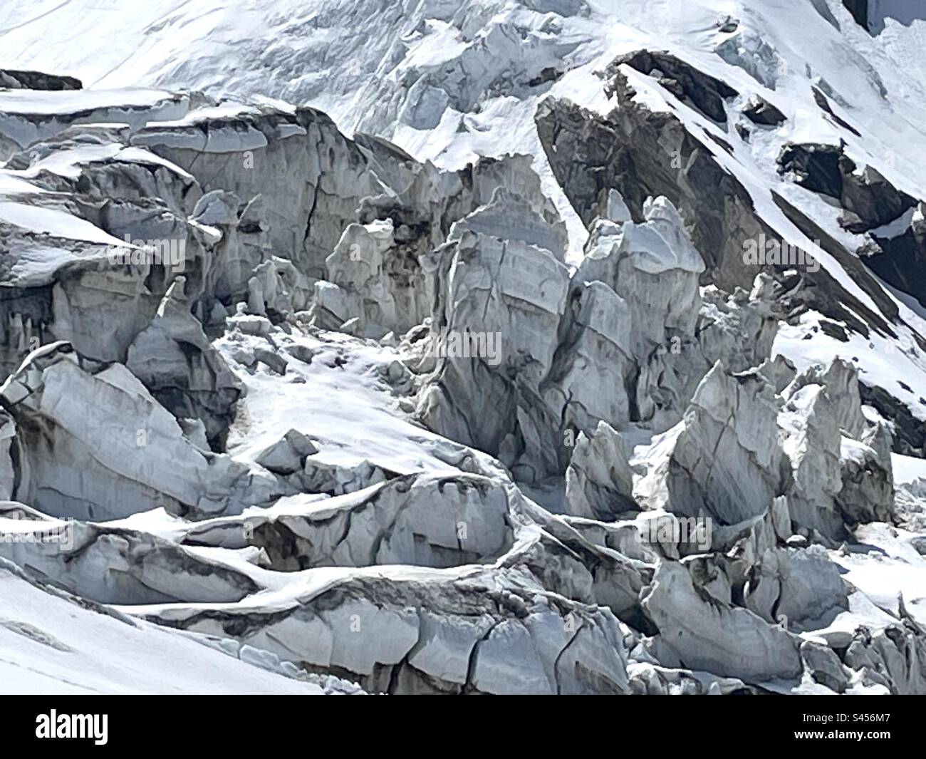 Seracs on Weissmies glacier,  Valais Alps, Switzerland Stock Photo