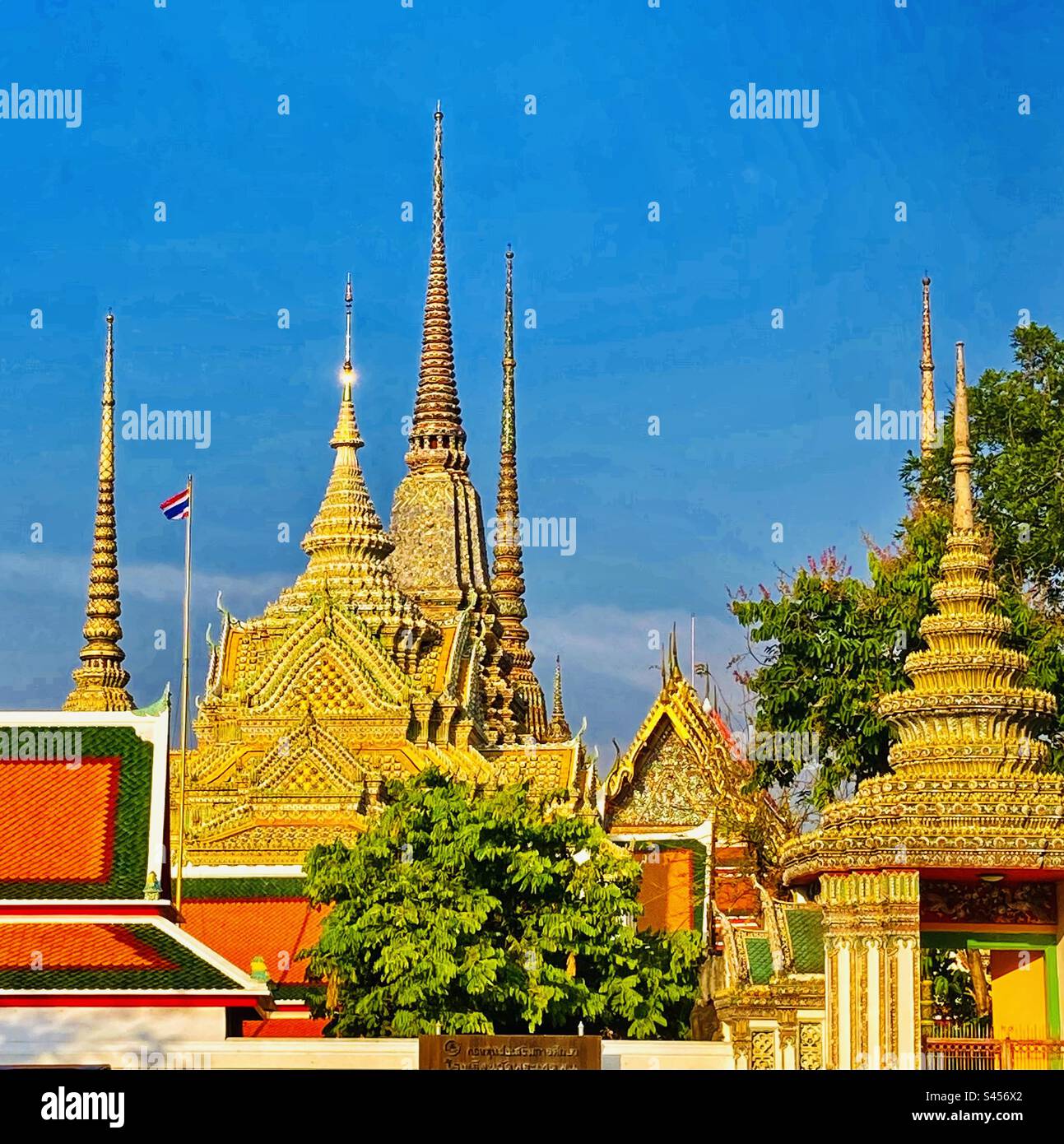 Wat Pho temple spires in Bangkok Thailand - Smartphone Captured Stock Image