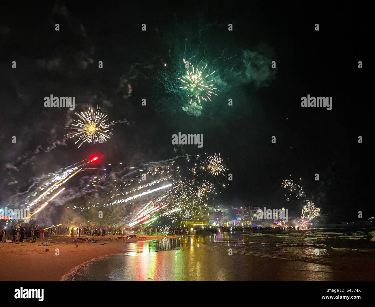 Fireworks on the beach Stock Photo Alamy