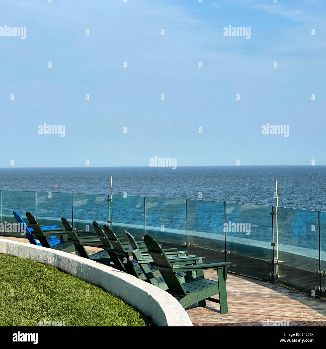 An outdoor area overlooking the water at Ocean Casino Resort, Atlantic City, New Jersey, United States Stock Photo