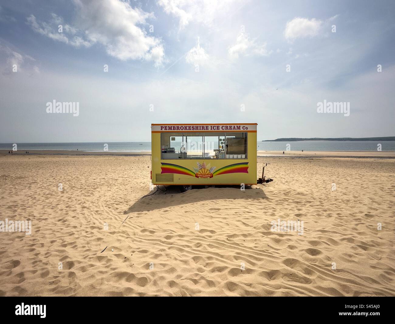Ice cream van on South beach, Tenby. Pembrokeshire - Smartphone Captured Stock Image