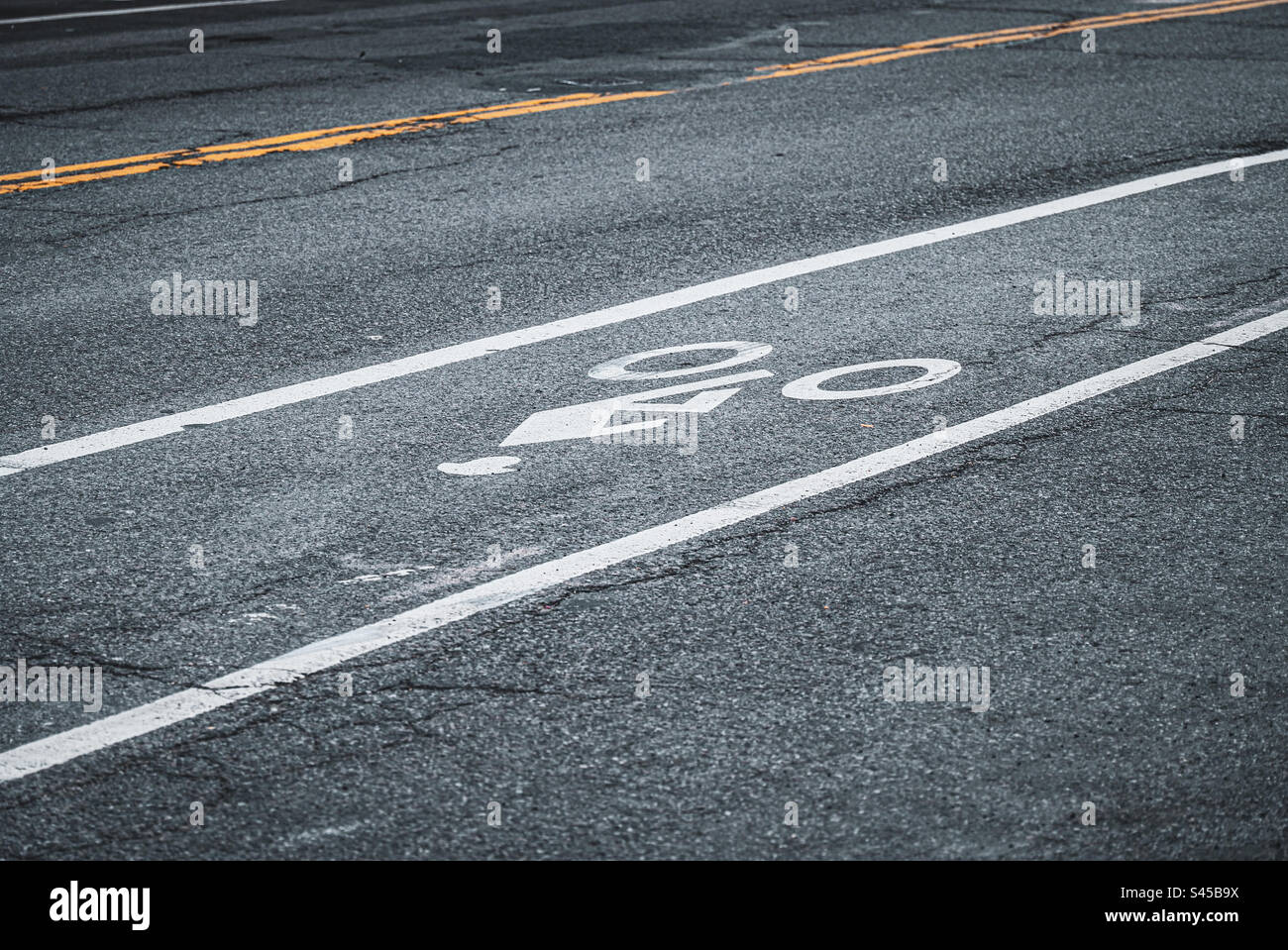 Bicycle lane on the road - Smartphone Captured Stock Image