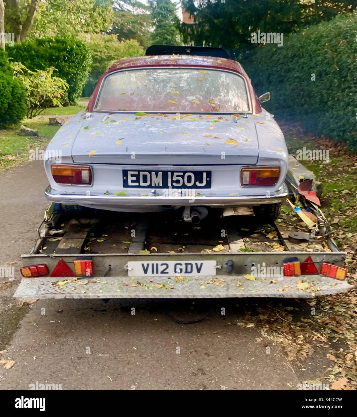 Vintage lotus car on trailer - Smartphone Captured Stock Image