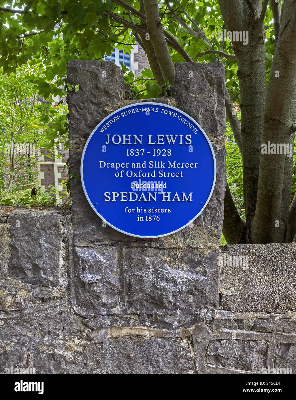 A blue plaque outside a house in WestonsuperMare, UK which department