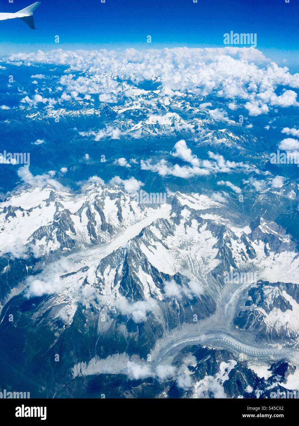 Aerial view of the Alps - Smartphone Captured Stock Image