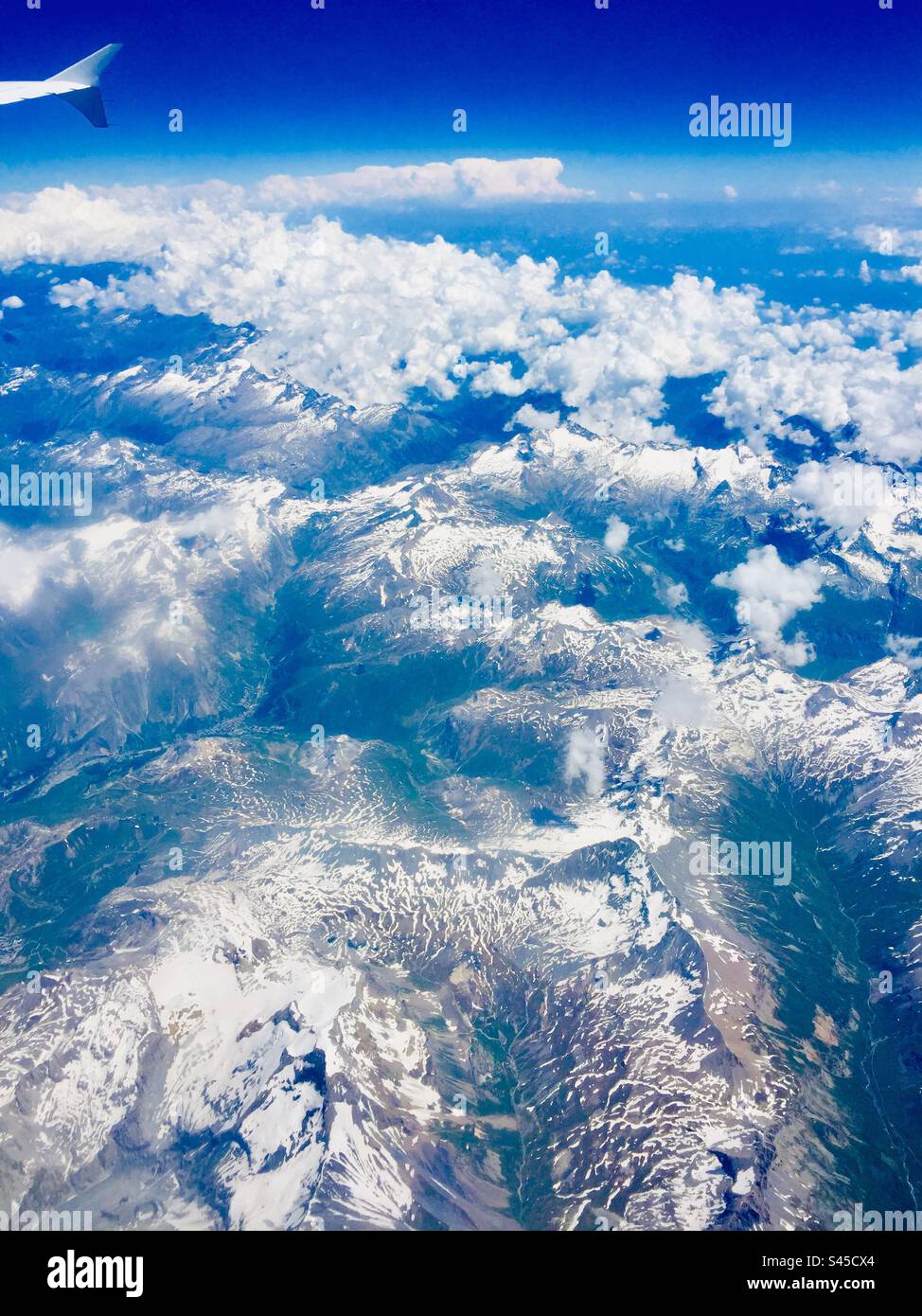 Aerial view of The Alps - Smartphone Captured Stock Image