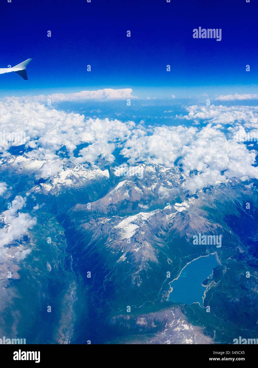 Aerial view of  the Alps - Smartphone Captured Stock Image