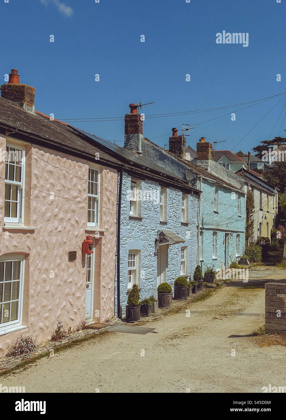 A row of colourful houses in St Mawes, Cornwall, UK Stock Photo