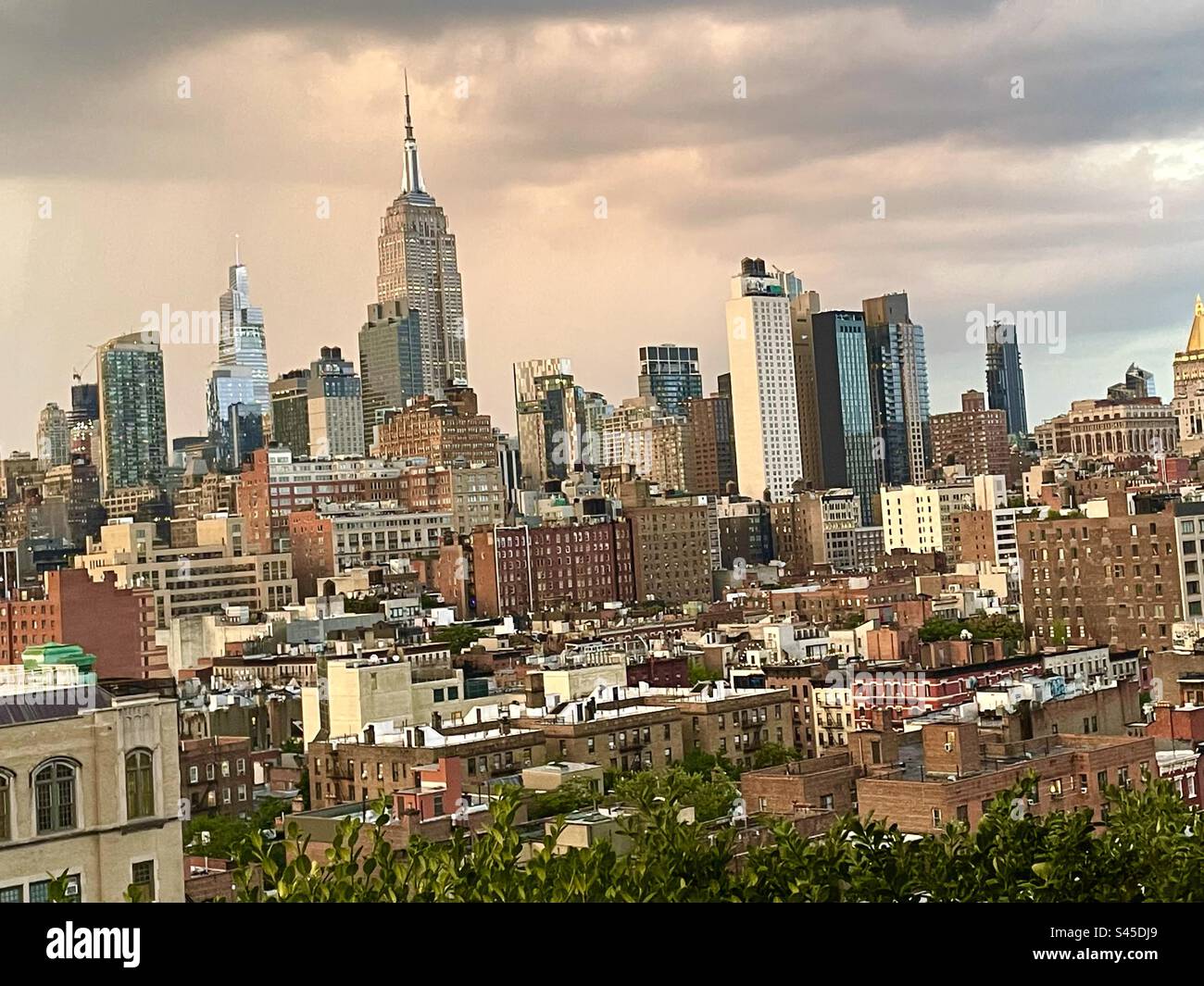 A view of the Empire State building and other skyscrapers in New York City - Smartphone Captured Stock Image