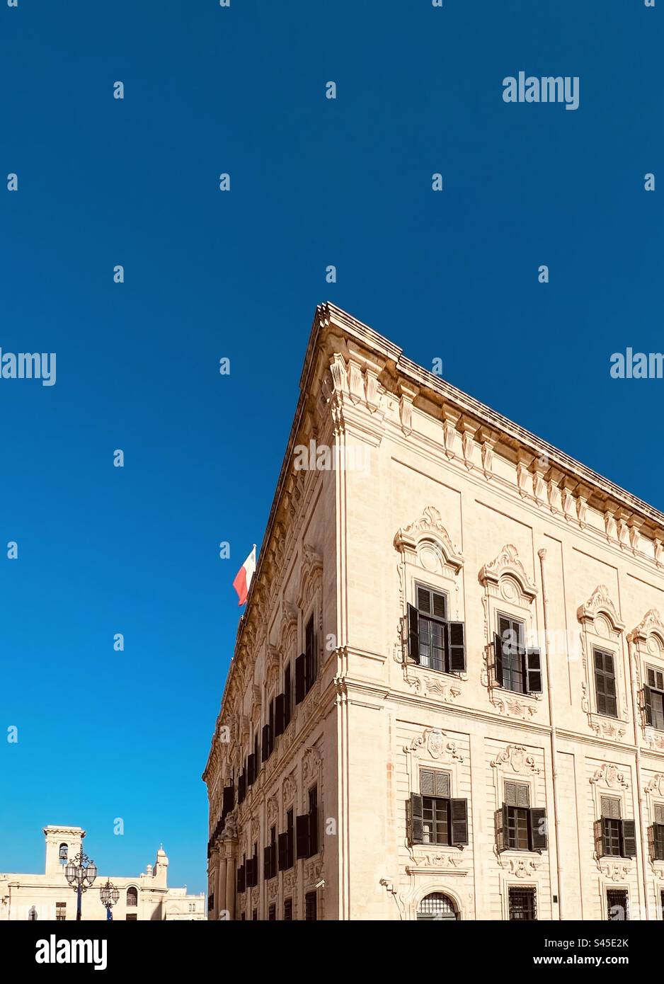 Corner of The Auberge the Castille in Valletta, the capital of Malta - Smartphone Captured Stock Image