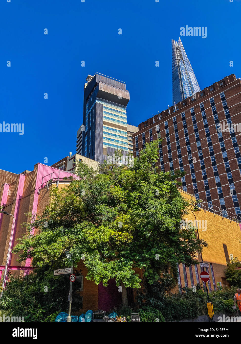 Top of Guy’s Hospital Tower and the Shard, London Bridge Stock Photo