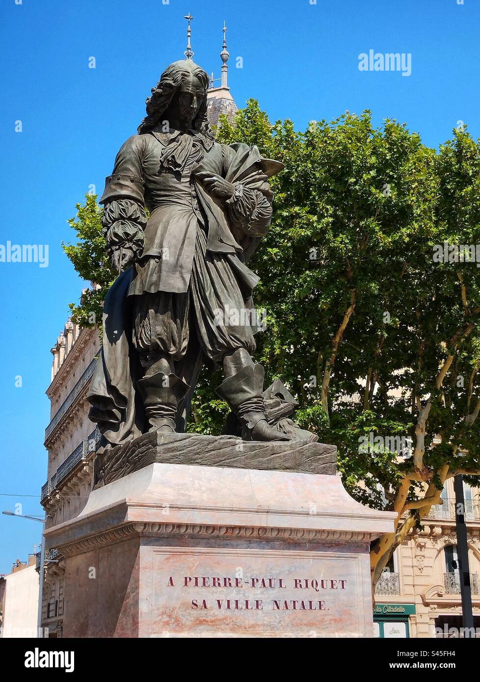 Statue of Paul Riquet in Beziers. Occitanie, France - Smartphone Captured Stock Image