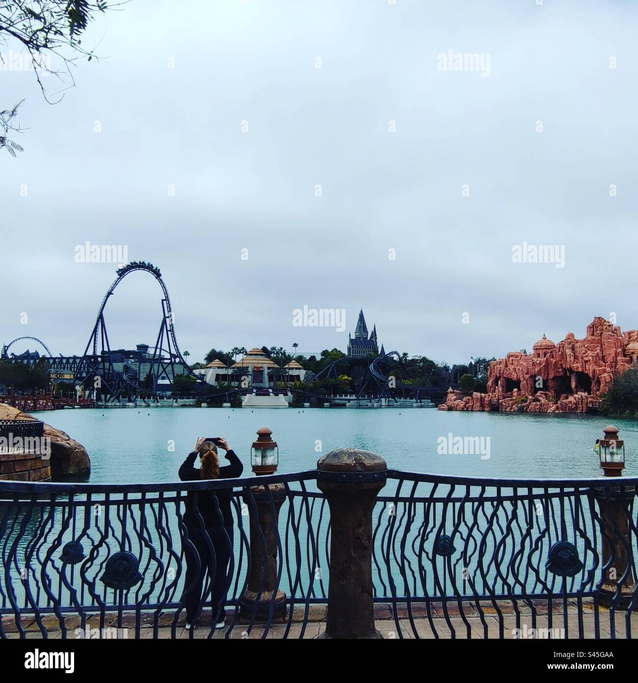 Universal Islands of Adventure view including Harry Potter, Jurrasic