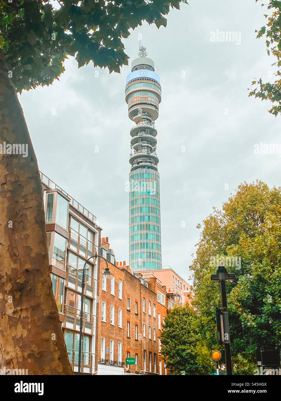 A view if The BT Tower in London, UK - Smartphone Captured Stock Image