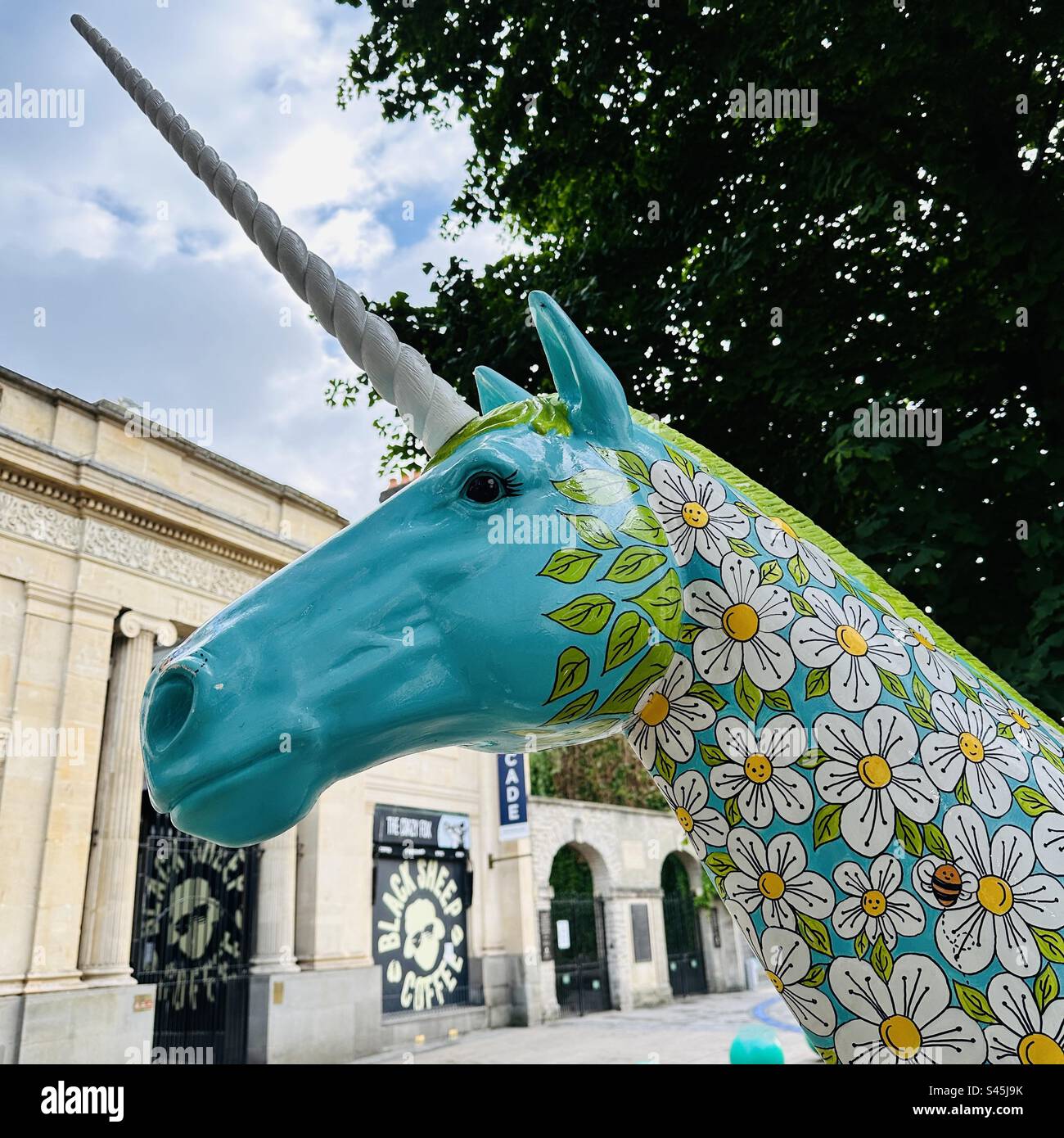Broadmead Daisy, one of 60 unicorns forming the Bristol Unicornfest trail from 1 July until 1 September. Designed by Sandra Emmel. - Smartphone Captured Stock Image