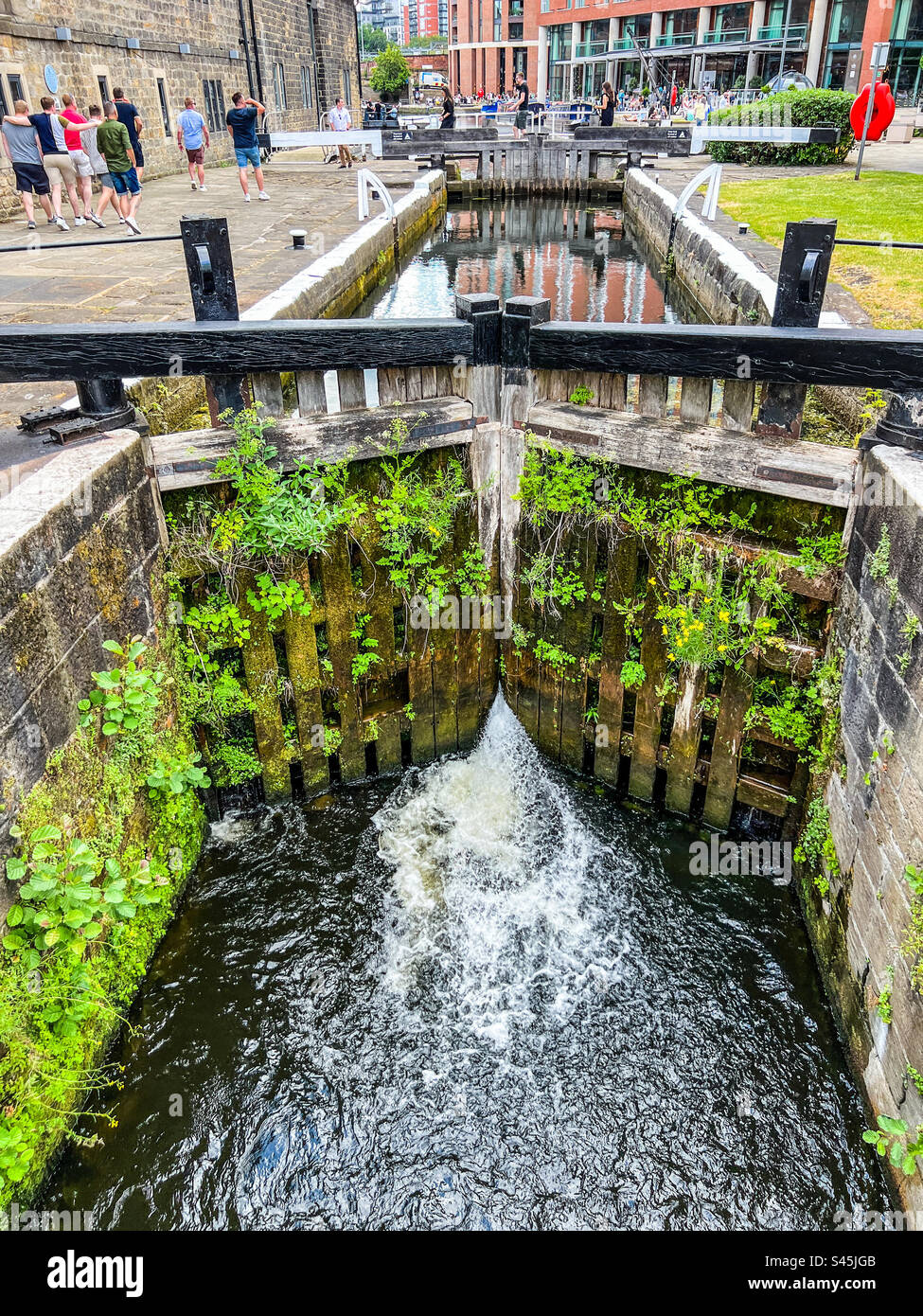 Locks on Leeds canal - Smartphone Captured Stock Image