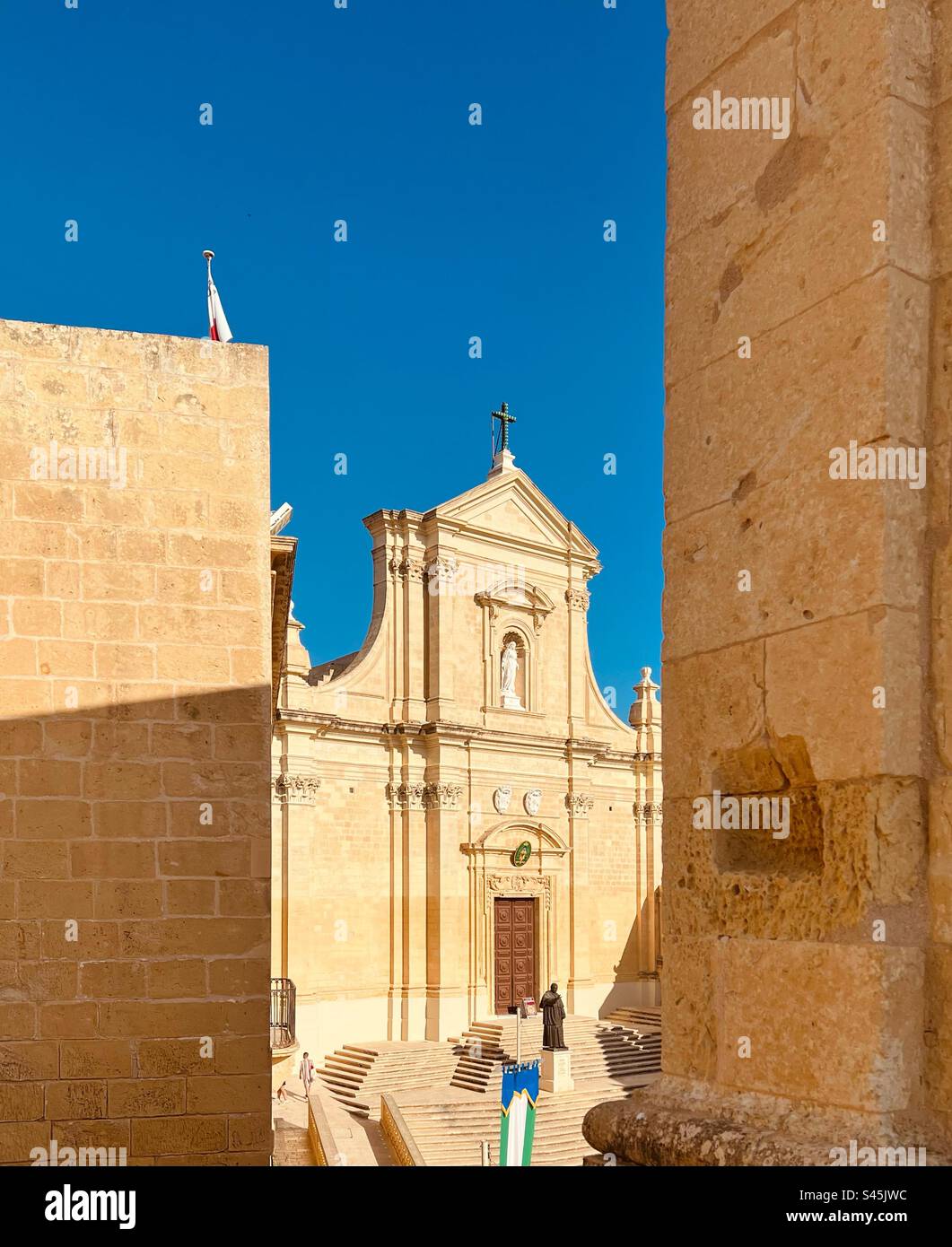 Cathedral of the Assumption in the old town Citadel on the Gozo island, Malta - Smartphone Captured Stock Image