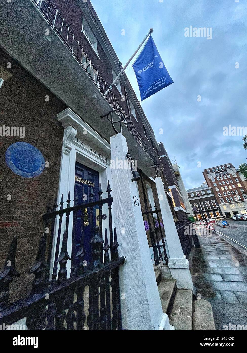 The Royal Institute of International Affairs or Chatham House in London a perspective of St James’s in London - Smartphone Captured Stock Image
