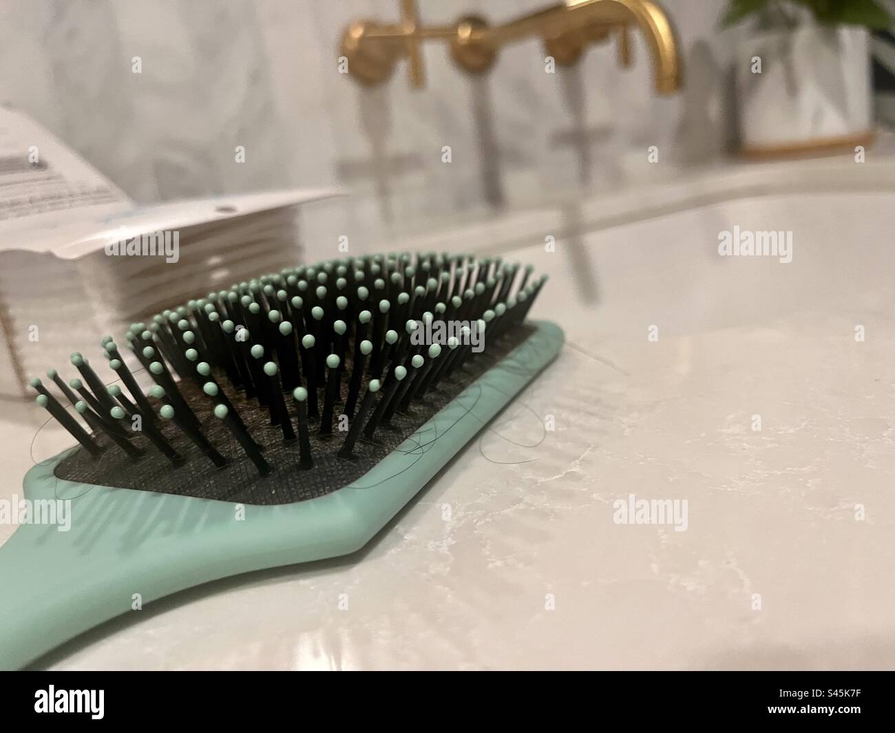 Hairbrush in the bathroom - Smartphone Captured Stock Image