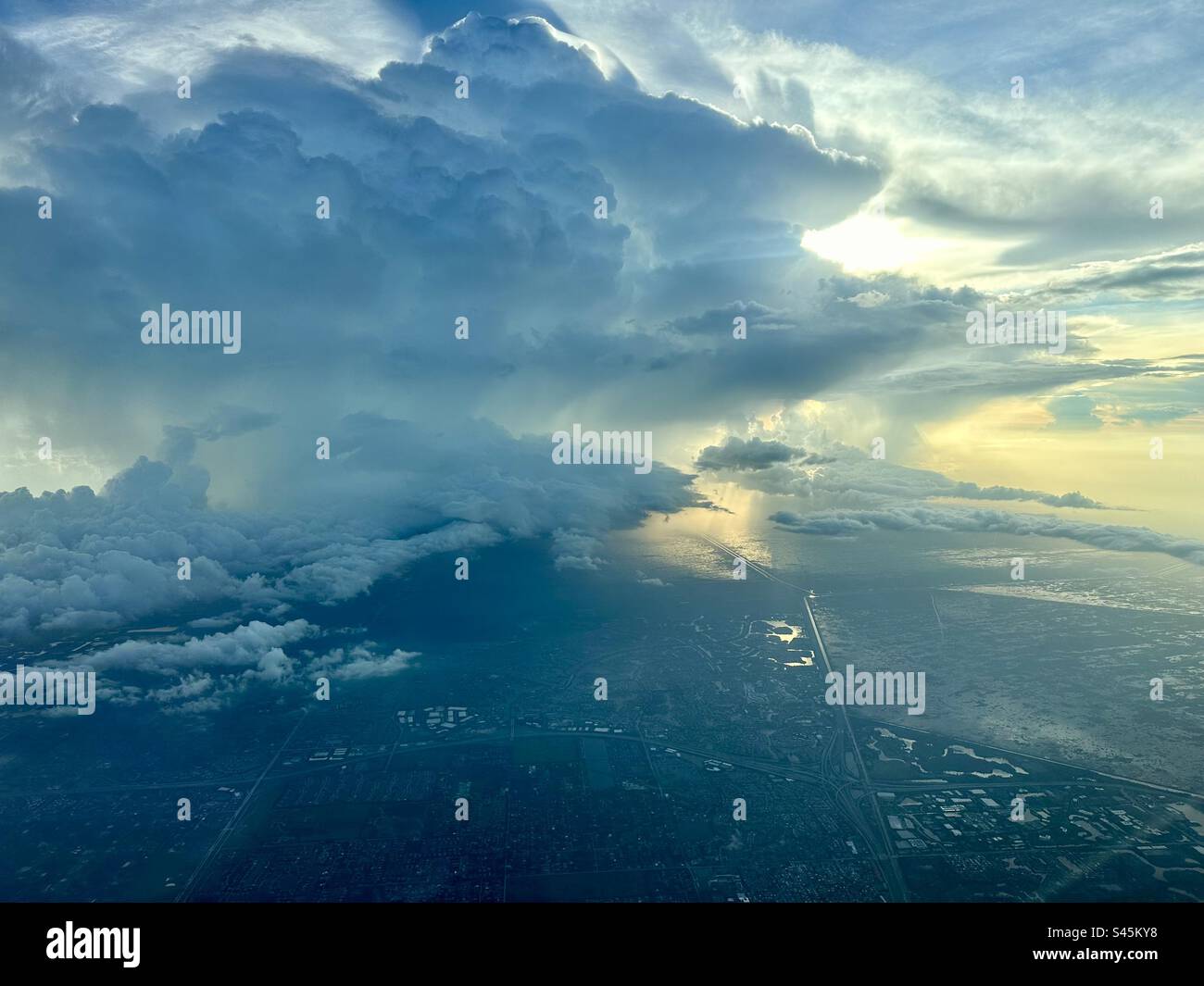 Huge thunderstorm cloud over the Miami Everglades - Smartphone Captured Stock Image