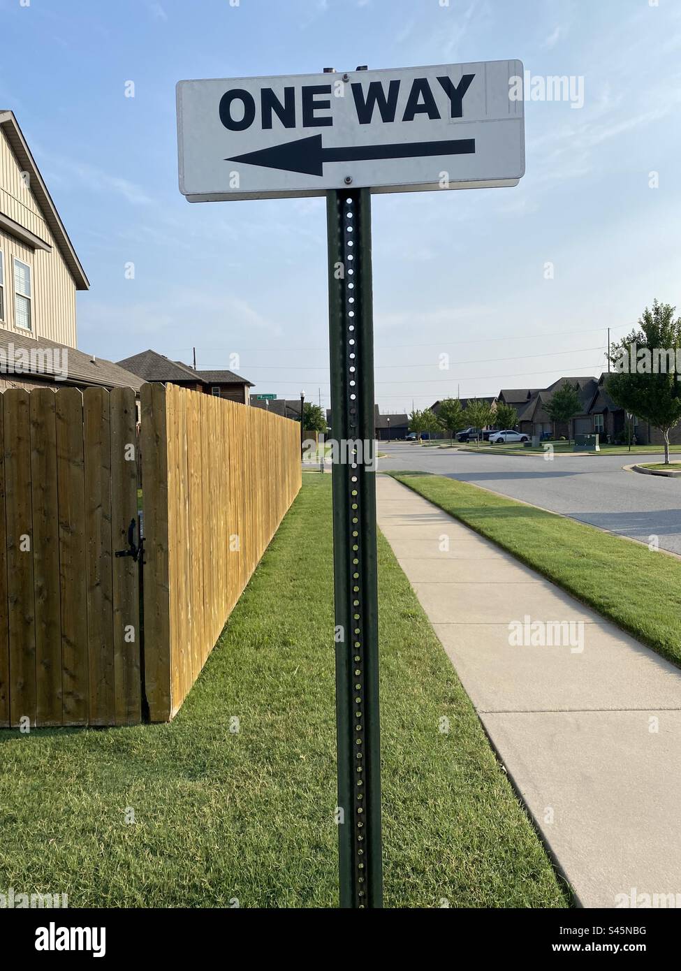 One way street sign, Bentonville, Arkansas. - Smartphone Captured Stock Image