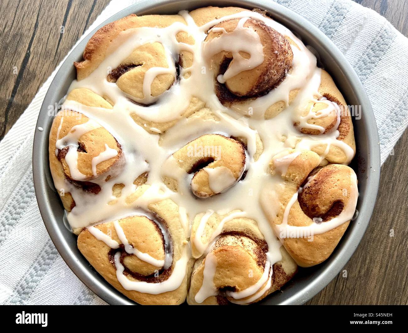 Freshly baked cinnamon rolls Stock Photo