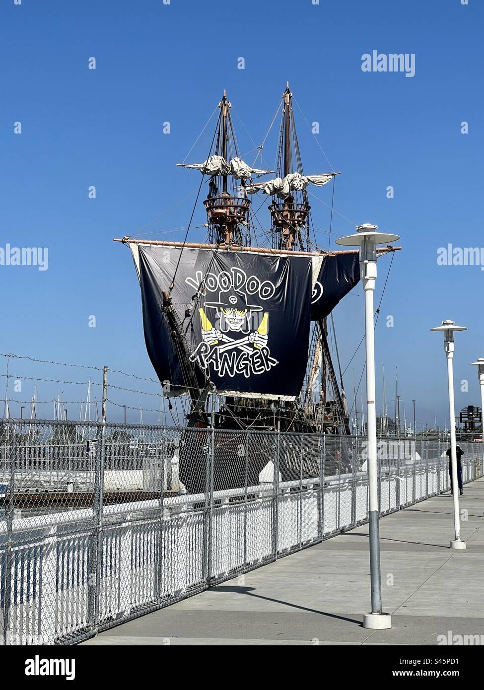 VooDoo Ranger ship docked at the San Diego bay during Comic Con 2023 - Smartphone Captured Stock Image