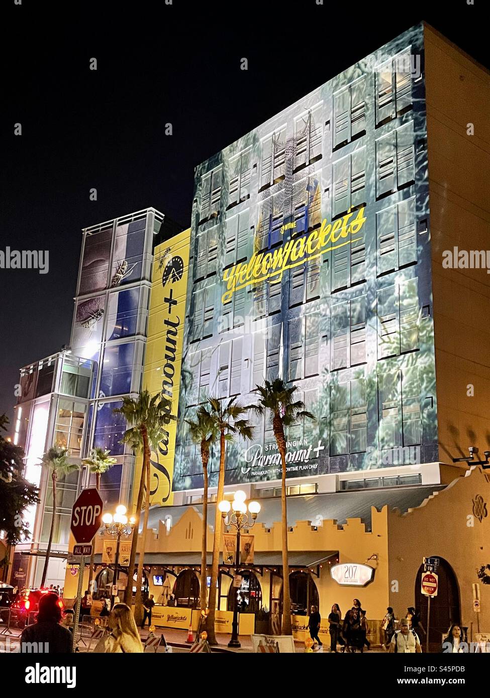 Paramount + building wrap on the Hard Rock San Diego Hotel featuring the tv series Yellowjackets during Comic Con 2023. - Smartphone Captured Stock Image